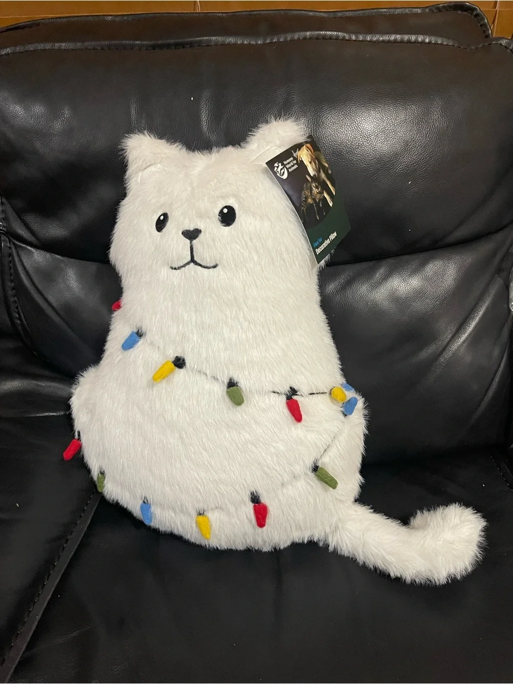 Christmas Lights Cat Pillow